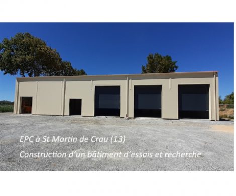 A3A INGENIERIE a conçu et réalisé un bâtiment de recherche et essais pour la société EPC à St Martin de Crau dans le Var.